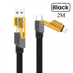 4 in 1 PD 65W 27W USB kabelis Type C Dviejų jungčių ap&scaron;vietimo Mecha stiliaus greito įkrovimo USB C laidas, skirtas iPhone 15 Samsung Xiaomi 2m