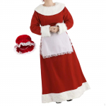 Mrs Claus Costume Cosplay Dress up Xmas Outfits for Festival Halloween L white