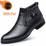 Madingi žiemos batai su pliusiniu aksomu Chelsea vyri&scaron;ki batai auk&scaron;tu aulas verslo tikros odos batai vyri&scaron;ki aulinukai su kailiu storapadžiai kauboji&scaron;ki batai 37