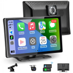 [carabc] Universalus 9 colių Carplay ekranas automobiliui, Apple Andriod Auto Car Stereo su 4K įra&scaron;ymo įrenginiu 1080p galinė kamera 64G TF kortelė 9" juoda