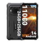 &bdquo;Blackview BV6200 Plus&ldquo; i&scaron;manusis telefonas 24 GB RAM 256GB ROM &bdquo;Android 14&ldquo; tvirtas telefonas juoda