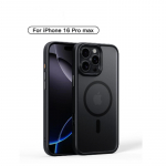 Magnetinis dėklas iPhone 16 Pro, su mink&scaron;tu įbrėžimams atspariu mikropluo&scaron;to pamu&scaron;alu Ultra, smūgiams atsparus skysto silikono apsauginis telefono dėklas iPhone 16 Pro Max juoda