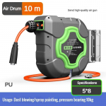 Automatinis i&scaron;traukiamas žarnos būgnas, montuojamas ant sienos, oro žarnos vyniojimo įrenginys, automobilio remonto ir grožio įrankis 10M 5 * 8PU Pipe
