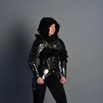 Juoda Ledi Larp Medžiotoja Riterė Ledi &Scaron;arvai Visam Kūnui Cosplay LARP Kostiumas Moterims Karys Viduramžių