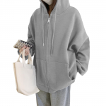Rudeni&scaron;kas džemperis su gobtuvu, akimirksniu stilingas ir ilgas, su plius dydžiais, laisvas, vienspalvis, kasdienis [Luxiwear] moteri&scaron;kas [Liekninantis įvaizdis! Mielas] Užsegamas gobtuvas, Džemperis,