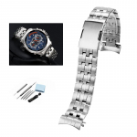 Casio EDIFICE serijos EQW-M710 vyri&scaron;kos tikslios nerūdijančio plieno laikrodžio grandinėlės lenkta galinė dalis metalinė laikrodžio apyrankės dirželis 22mm sidabras