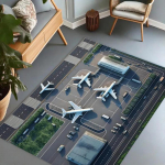 Lėktuvas Oro Uosto Terminalo Kilimas Realisti&scaron;kas Kilimo Tako Žaidimų Kilimėlis Aviacijos Tematikos Kilimas Vaikų Miegamojo Ar Žaidimų Kambario Dekoras 80x120cm