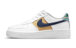 Nike Air Force 1 Low '07 LV8 Baltas Mėlynas Tu&scaron;tuma Metalinis Auksas GS DM3089-100 38.5