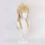 Anime Final Fantasy VII FF7 Cloud Strife Lininiai &Scaron;viesūs Cosplay Perukai Atsparūs Kar&scaron;čiui Sintetiniai Plaukų Perukai + Peruko Kepuraitė One Size beige