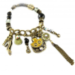 Les Tr&eacute;sors De Lily [E2573] - Bracelet Cr&eacute;ateur 'Tour du Monde' Moutarde Gris