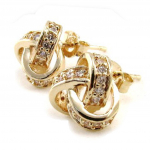 Les Tr&eacute;sors De Lily [J0356] - Boucles Plaqu&eacute; Or 'D&eacute;esse' blanc dor&eacute; - 10 mm