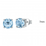 Umcho Emerald Topaz Gemstone S925 Sterling Sidabriniai auskarai 7mm dangaus mėlyna spalva