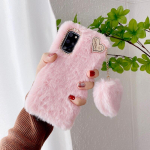 Love Heart Pakabukas Rabbit Furry Dėklas, skirtas Samsung Galaxy S21 S20 S10 S9 S8 Plus S7 A13 A33 A53 A12 A22 A32 A52 A21s A31 A51 A71 plaukų pliu&scaron;inis telefono dėklas samsung S20fe rožinė