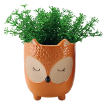 Les Tr&eacute;sors De Lily [A2498] - Cache pot c&eacute;ramique 'Chouette' orange - 13x10 cm