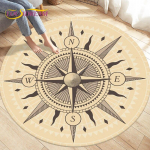 &bdquo;Compass Round Area&ldquo; kilimėlis, retro stiliaus britų karinio jūrų laivyno naujojo pasaulio atradimo kilimėlis, svetainės miegamojo kilimai, neslidūs kilimėliai vaikams žaisti Diameter 150cm