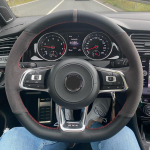 WCaRFun Customize Black Suede automobilio vairo dangtelis, skirtas Volkswagen VW Golf R MK7 Golf 7 GTI VW Polo GTI Scirocco 2015 m. Style 9