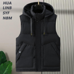 Didelio dydžio S-8XL Neper&scaron;lampama rankovių Parka Vyri&scaron;ka liemenė Madinga vyri&scaron;ka &scaron;ilta liemenė su gobtuvu korėjieti&scaron;ko stiliaus pamink&scaron;tinti paltai 6XL juoda