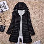 Rudens ir žiemos mados plius dydžio ilgas pūkinis paltas motinos striuke su gobtuvu Solid Candy Colors Drabužiai