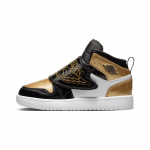 Air Jordan Sky Jordan 1 SE PS Gold Toe Vaikų sportbačiai Juodi Metaliniai-Auksiniai Balti DV6069-071 35 black