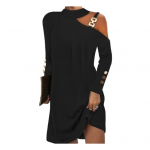 Moteri&scaron;ka suknelė su vienu pečiu ilgomis rankovėmis, solidžios plius dydžio spalvos, laisvas kaklas, seksualus, mink&scaron;tas, kvėpuojantis vir&scaron; kelių XL