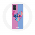 Coque pour Samsung Galaxy A51 5G Stitch et angel bleu rose