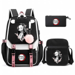 3 vnt/komplektas Demon Slayer Kamado Nezuko kuprinės mergaitėms Anime mokyklinė krep&scaron;ys paauglių studentų drobė ne&scaron;iojamojo kompiuterio nugaros kuprinė moteri&scaron;ka kuprinė