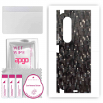 apgo Protective Skin Sticker for the back+sides compatible with Samsung Galaxy Z Fold4, Full Wrap Film, Foil, Vinyl - Pattern Carbon Black Pixel
