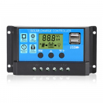 30A saulės energijos įkrovimo valdiklis automatinis identifikavimas PWM parametrai Reguliuojamas LCD ekranas Saulės valdiklis Dvi USB prievadas su optinio delsos režimu mėlyna