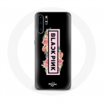 Coque Maniacase pour pour Huawei P30 Blackpink Groupe de K-pop Logo Noir Rose Fond Noir -