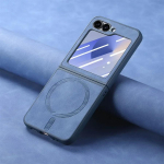 Magsafe dėklas Samsung Galaxy Z Flip 6 5 4 matinis odinis telefono dangtelis Samsung Z Flip4 Flip5 Flip6 apsauginiams dėklams su ekrano apsauga Galaxy Z Flip 6