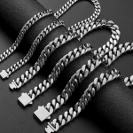 Auk&scaron;tos kokybės titano plieno Kubos grandinės karoliai su kvadratine sagtimi &ndash; unisex hiphopo papuo&scaron;alai Bracelet 21cm