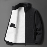 Vyri&scaron;ka vilnonė flisinė striukė - Rudens/Žiemos, aksomu pamu&scaron;alas, stora, &scaron;ilta vir&scaron;utinė apranga vidutinio amžiaus ir pagyvenusiems. XL