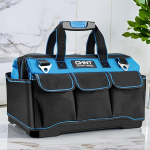 1 vnt. drobės įrankių krep&scaron;ys - daugia ki&scaron;enių organizatorius elektrikams/dirbtuvams | sutvirtintos rankenos ir pečių diržas, juodas ir tamsiai mėlynas mėlyna