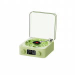 Bangų vinilo grotuvas Bluetooth garsiakalbis su baltuoju triuk&scaron;mu Retro patefono garsiakalbis Pagalba miegui Vitrolos formos garsiakalbis su RGB ap&scaron;vietimu žalia