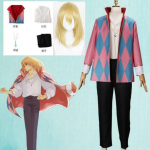Howl Cosplay Kostiumas Anime Pilnas Rinkinys Su Striuke Mar&scaron;kiniais Kelnėmis Karoliais Auskarais Helovinui Komiksų Konvencijai Didelis Dydis Howl Apranga XXXL&Other gray