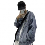 Vyri&scaron;kas Cargo Paltas Atverčiama Apykakle Daug Ki&scaron;enių Viengubo Krūtinės Džinsinis Paltas Atsitiktinis Sportinis Stilius Džinsinė Striukė Streetwear M