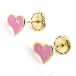 Les Tr&eacute;sors De Lily [J0413] - Boucles d'Oreilles 'Love' rose (Or - 9 carats) - 6x5 mm ry&scaron;kiai rožinė