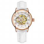 Moteri&scaron;ki laikrodžiai Rose Gold Watch Moteri&scaron;ki automatiniai mechaniniai skeleto laikrodžiai balta