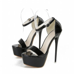 Eilyken dizainerio platforma Ultra Stiletto auk&scaron;takulniai moteri&scaron;ki sandalai Seksualūs sagtimi dirželiai naktiniame klube Striperis atviri batai DIDELI 46 dydis 45 juoda
