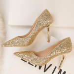 Moteri&scaron;ki 9 cm auk&scaron;takulniai blizgučiai skarpinai blizgučiai stiletto kulnai auk&scaron;takulniai moteri&scaron;ki vestuviniai nuotakos gradiento blizgučiai mėlyni escarpins vakarėlio batai 35 auksas