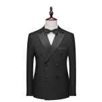 Vyri&scaron;kas dvieilių &scaron;e&scaron;ių sagų kostiumas su smailiomis atlapomis, skirtas banketams, vestuvėms ir pasirodymams Top + Bow Tie, Size L black