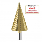 4-42mm Pakopinio grąžto kūginis antgalis, skylės gręžimo pjaustytuvas, titanas