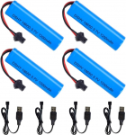 4 vnt. Li-ion įkraunama baterija 3.7V 1200mAh su SM-2P jungtimi + USB kabelis &ndash; Suderinama su RC automobiliu DE45 DE42 1:14 mėlyna