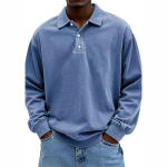 Nauji vyri&scaron;ki kasdieniai universalūs ilgomis rankovėmis sagomis su atvartu polo mar&scaron;kiniai vyrams 5XL gray