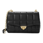 Michael Kors MK Soho dygsniuotas auksinės sagties atvartas vientisos spalvos grandinėlė odinė rankinė per petį moteri&scaron;kos rankinės Juoda 30F0G1SL4L-001 Basic Set (Bag+Dust Bag)