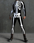 Helovino suaugusiųjų 3D skaitmeninės spaudos kombinezonas Cosplay ir kostiumų vakarėliams White Skeleton,M black