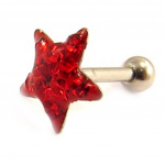 Les Tr&eacute;sors De Lily [L4473] - Micro barbell 'Etoile' rouge (tragus) raudona