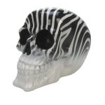 Les Tr&eacute;sors De Lily [A2661] - Figurine r&eacute;sine 'T&ecirc;te de Mort' noir blanc (z&egrave;bre) - 15x12x10 cm