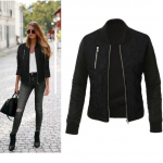 Rudens žiemos moterų pagrindinis užtrauktuku dygsniuotas Bomber &scaron;varkas XXXL