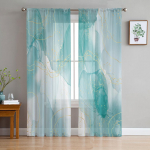 Marmuro Aqua Green Gradientas Skaidrios Voilės Langų Užuolaidos Tiulio Užuolaidos Svetainės Balkono Dekoravimas Užuolaidos 135W x 114H(cm)